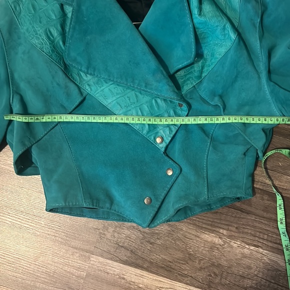 Rare 80s Vintage Outerwear by PHOENIX Teal leather/ Suede Jacket. - Picture 12 of 12